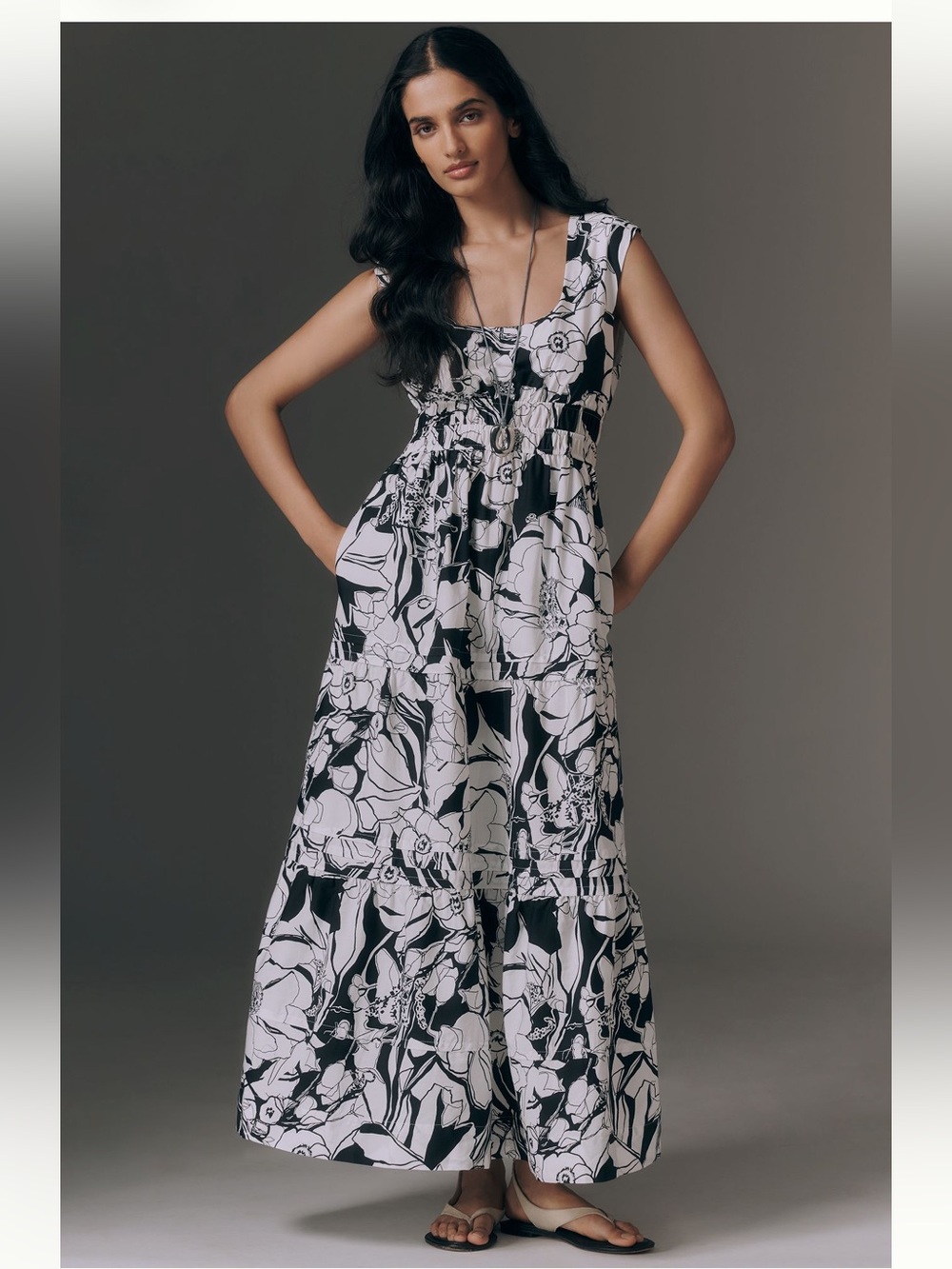 NWT Anthropologie The Somerset Sleeveless Maxi Dress Black and White XS